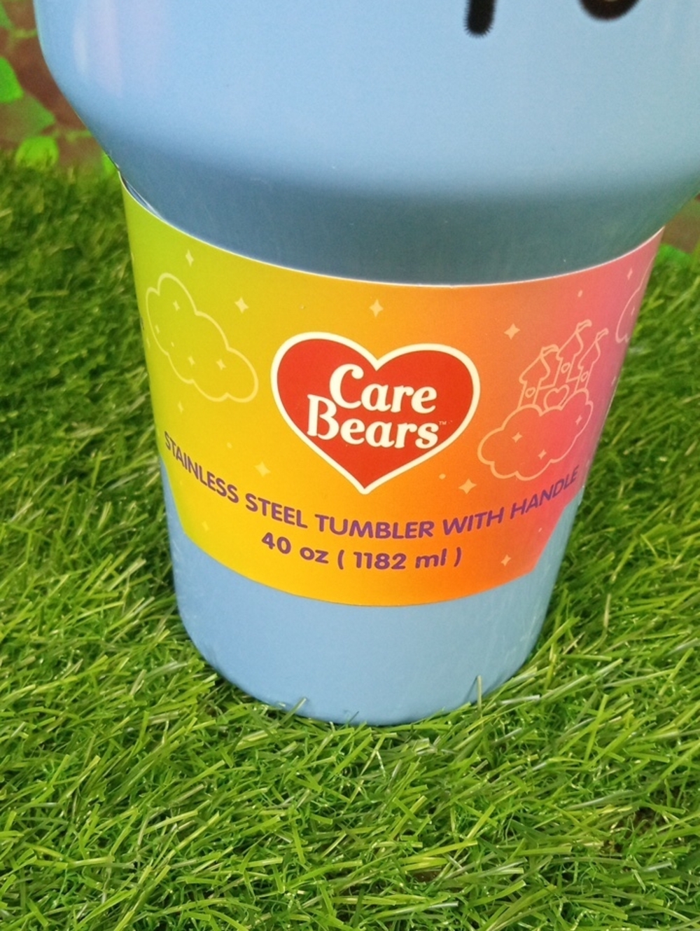 🏠 Care Bears Grumpy Bear "Like I Care" Blue Travel Mug with Straw - Picture 3 of 7